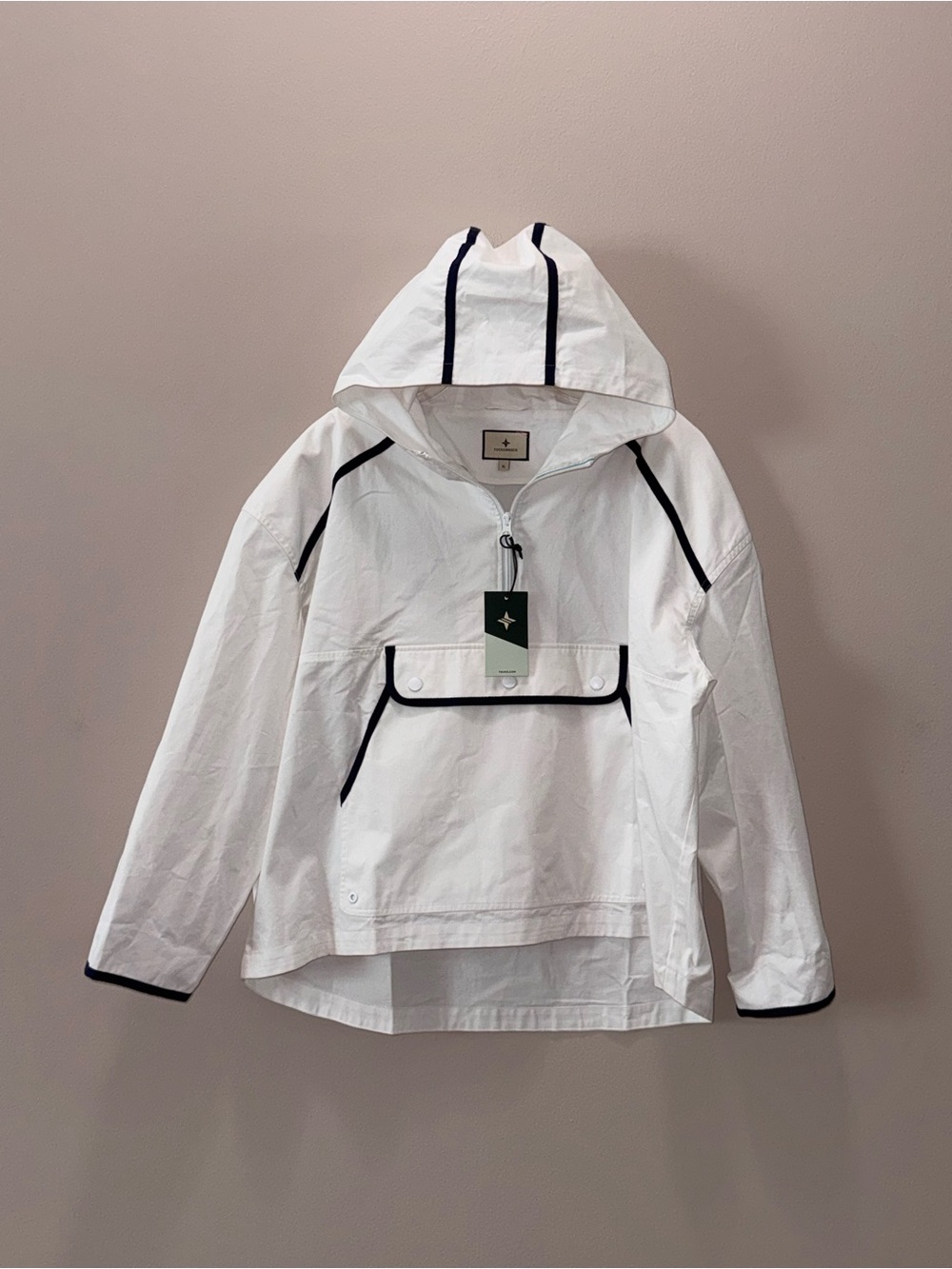 Tuckernuck Tnuck Sport White Navy Water Repellant Nantucket Anorak Jacket, XL - Picture 9 of 13